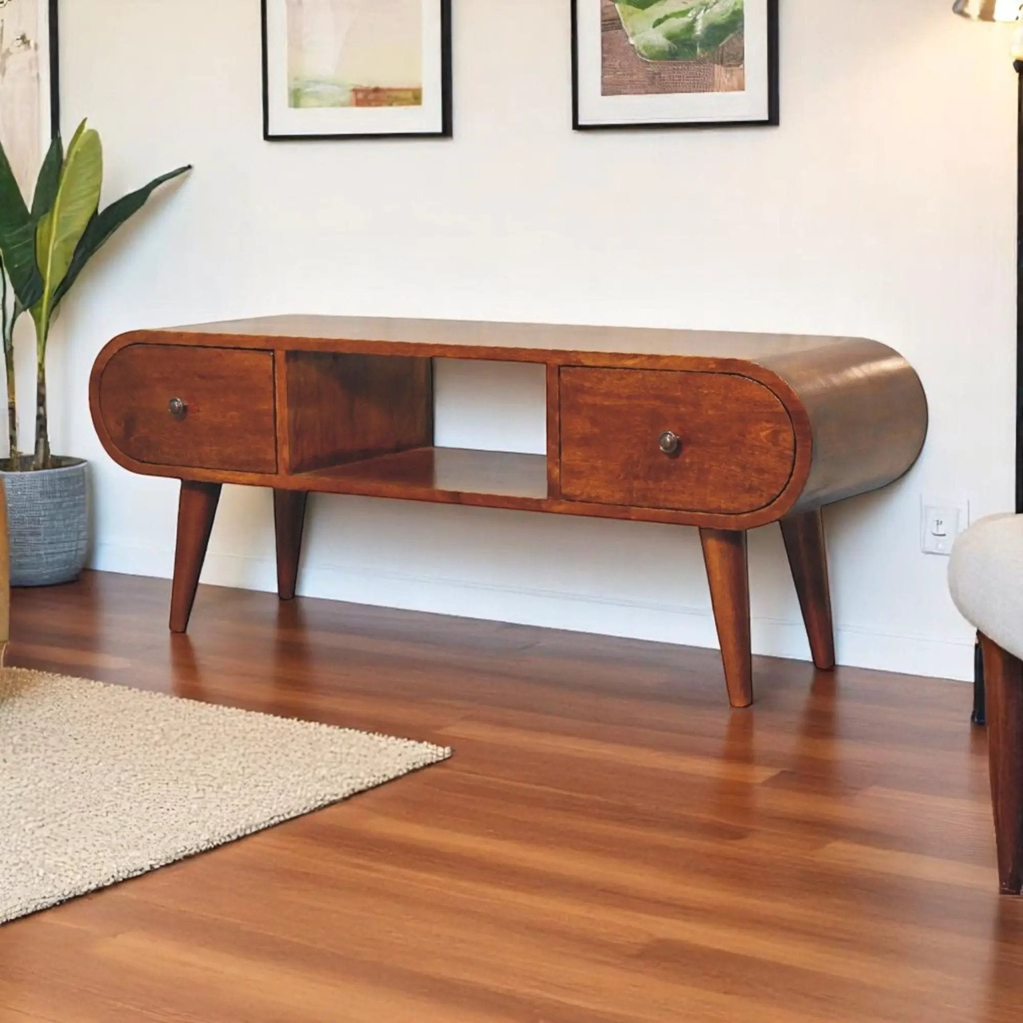 Solid Wood Circular TV Unit by Unique Piece Furniture
