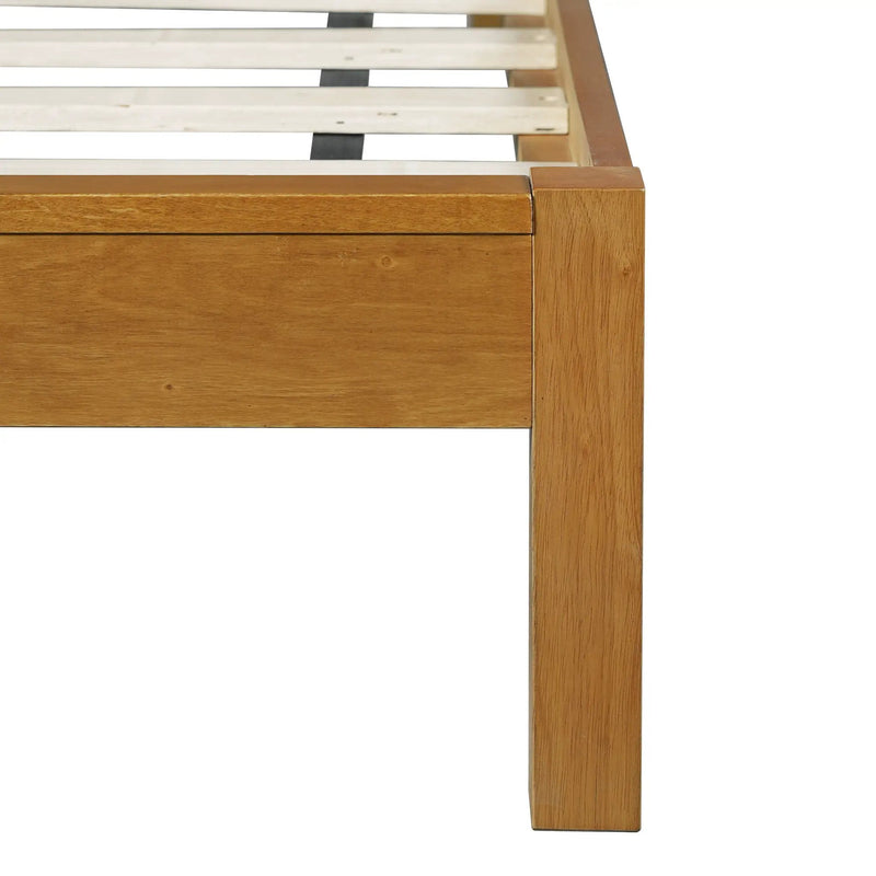 Premium Rubber Wood Platform Bed Frame with Headboard by HouseOfZazla