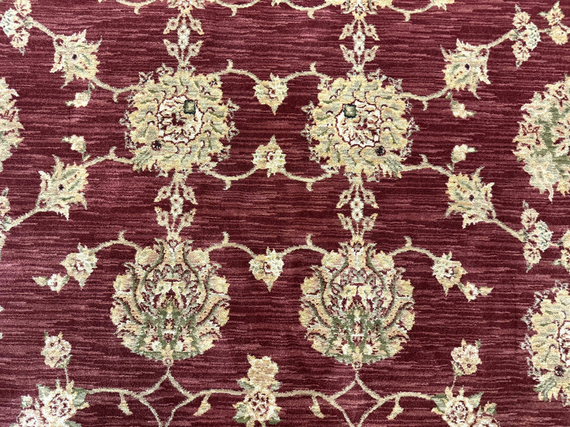 Traditional Wool Oriental Rug 9x13, Large Power Loomed Carpet, Burgundy by Jewel Rugs