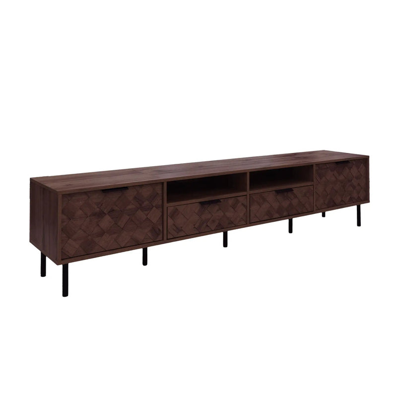 TV Stand For TVs Up To 85" With Closed Storage, Soft Closing Hinges, Living Room Entertainment Center - Walnut by Unique Piece Furniture