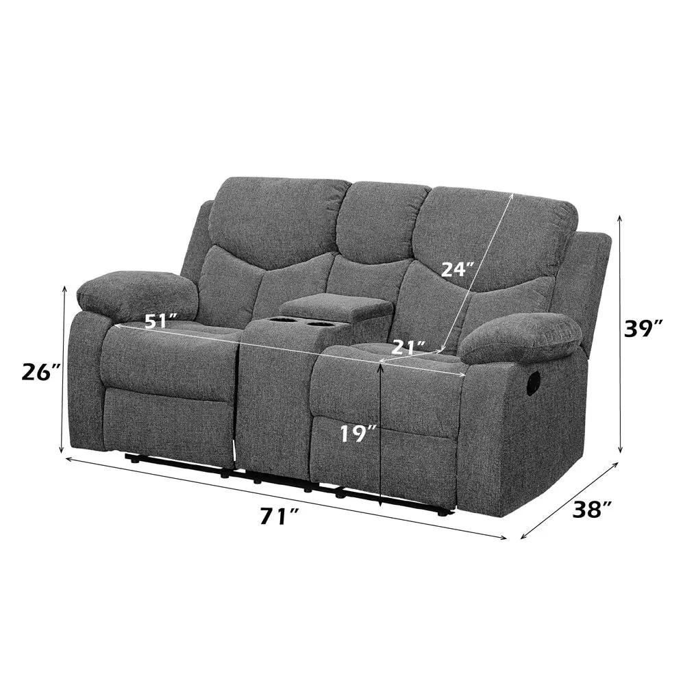 Kalen - Motion Loveseat With Console - Gray Chenille by Unique Piece Furniture