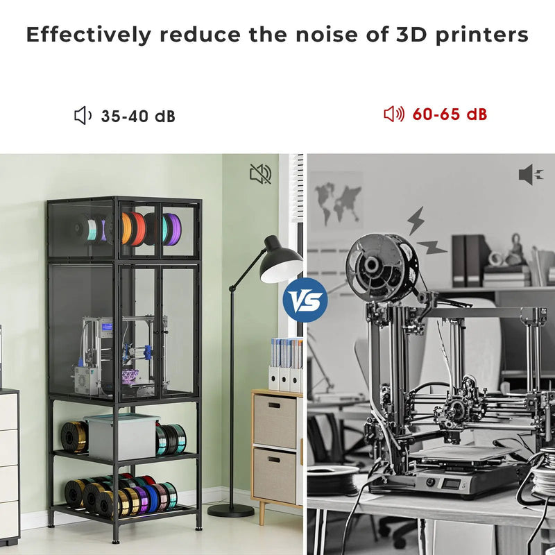 3D Printer Cabinet With Double Layer Filament Storage, T-Shaped Filament Bar, Noise Reducing And Dust Proof Design - Black by Unique Piece Furniture