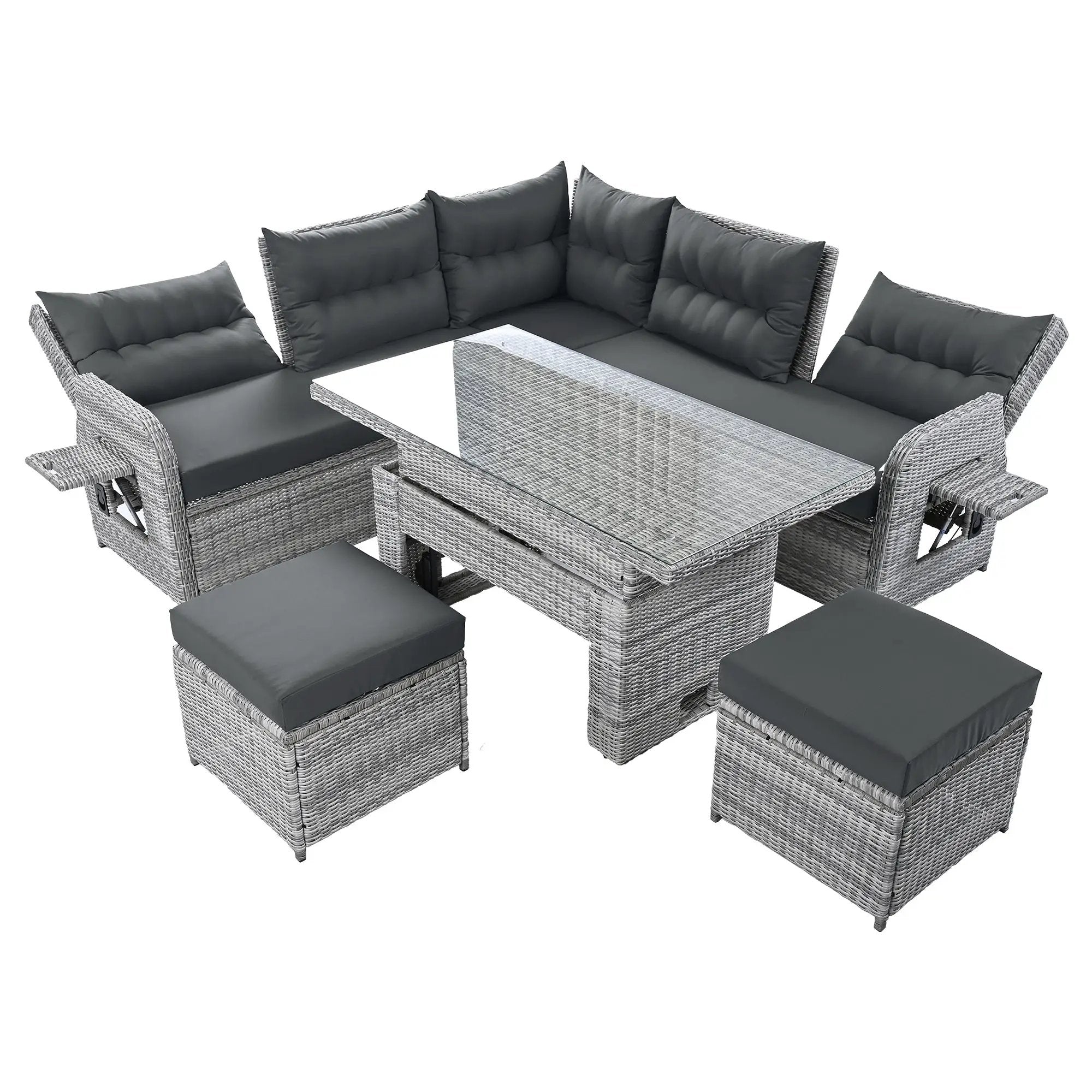 Outdoor Furniture Set Patio Rattan with Recliners and Tables by HouseOfZazla