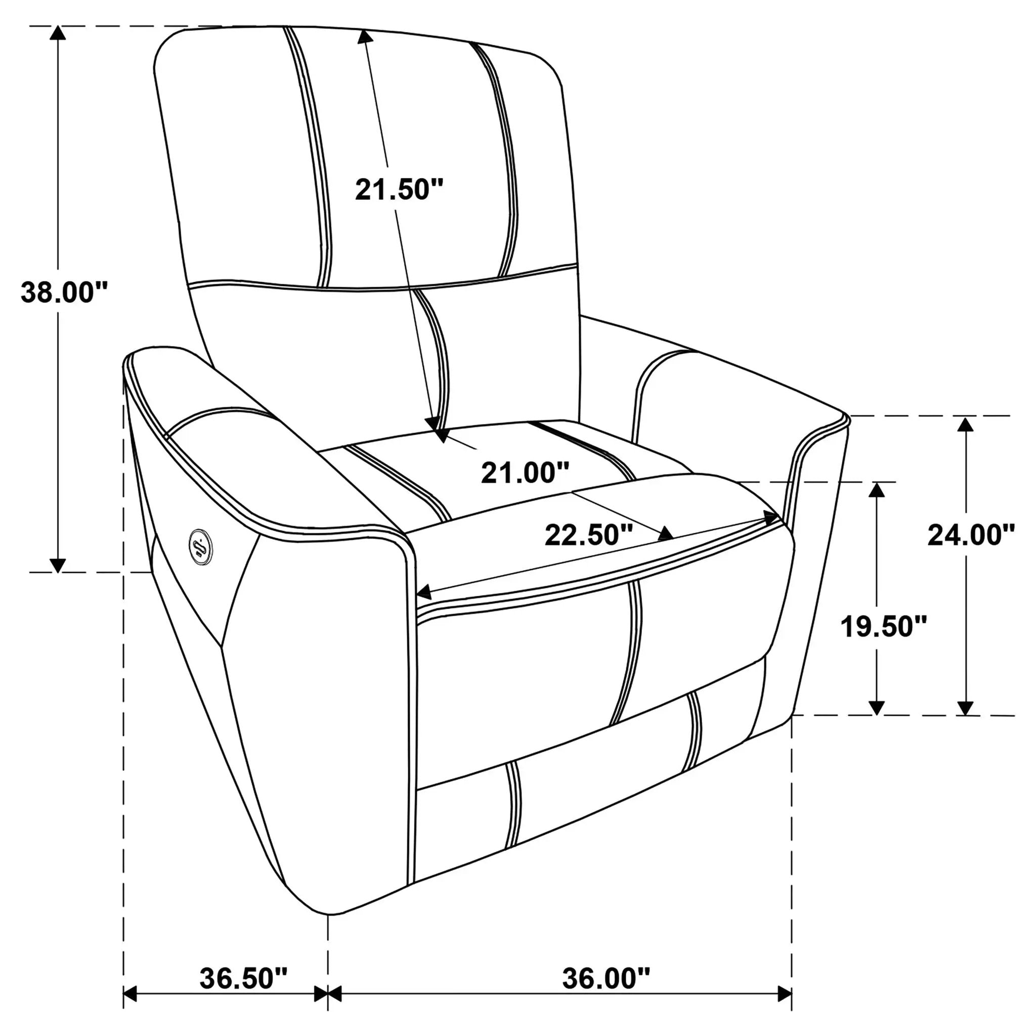 Denson - Upholstered Power Recliner Chair With USB Charging And Smooth Button Recline - Brown by HouseOfZazla
