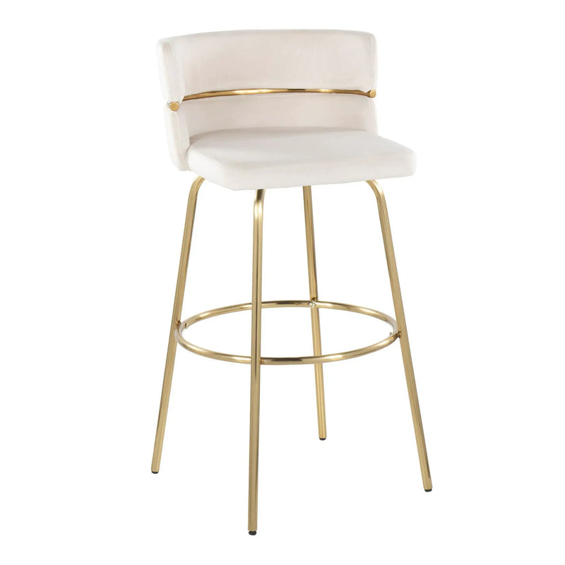 Cinch - Glam / Art Deco Fixed Height Barstool With Swivel With Round Footrest (Set of 2) by Unique Piece Furniture
