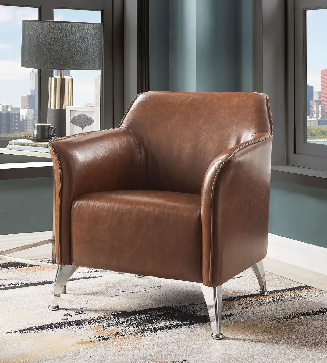 Teague - Accent Chair - Brown Synthetic Leather by Unique Piece Furniture