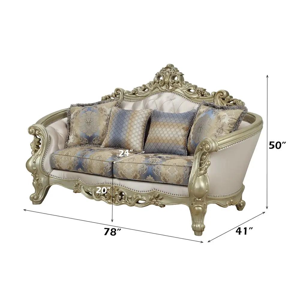 Gorsedd - Loveseat With 4 Pillows - Fabric & Golden Ivory by Unique Piece Furniture