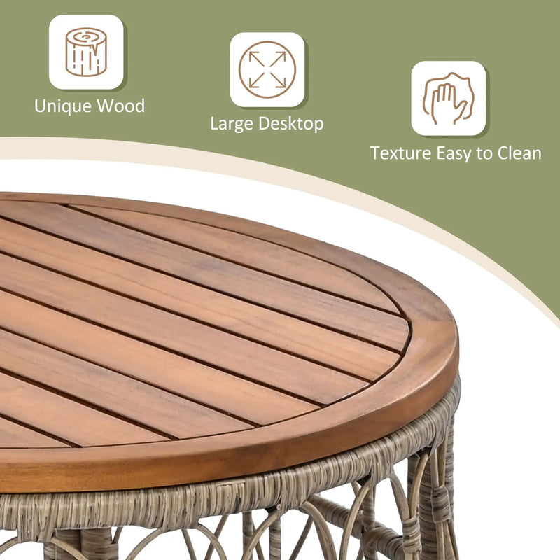 Bohemia-Inspired 4 Person Outdoor Seating Group With Removable Cushions, Conversation Patio Set With Wood Tabletop - Beige by Unique Piece Furniture