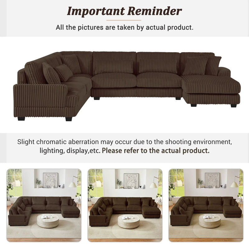 Oversized Sectional Sofa U - Shaped Sofa Couch Modern Sofa Upholstered In Soft With A Chaise Lounge For Living Room by HouseOfZazla