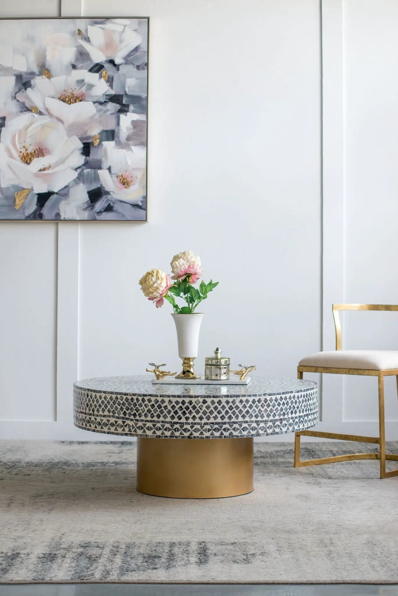 Unique Capiz Coffee Table & Pedestal Base by Unique Piece Furniture