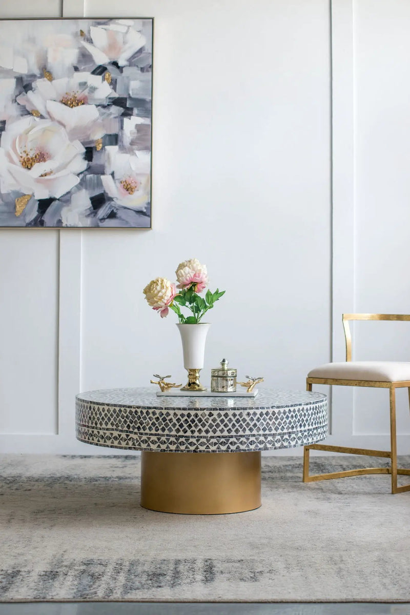Unique Capiz Coffee Table & Pedestal Base by Unique Piece Furniture