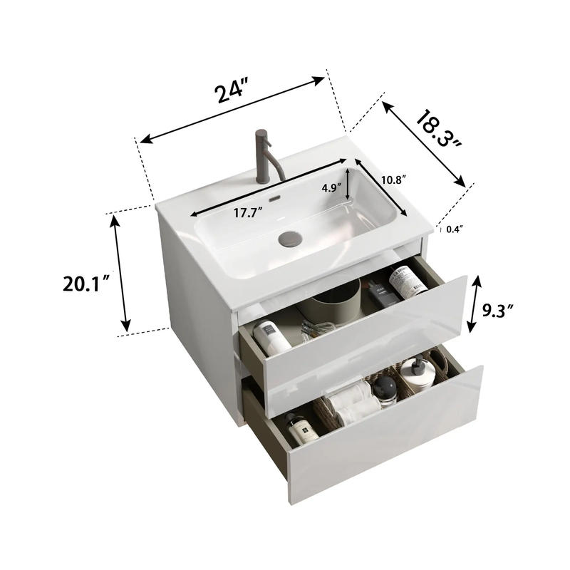 TIA 24" Wall Mounted Bathroom Vanity by HouseOfZazla