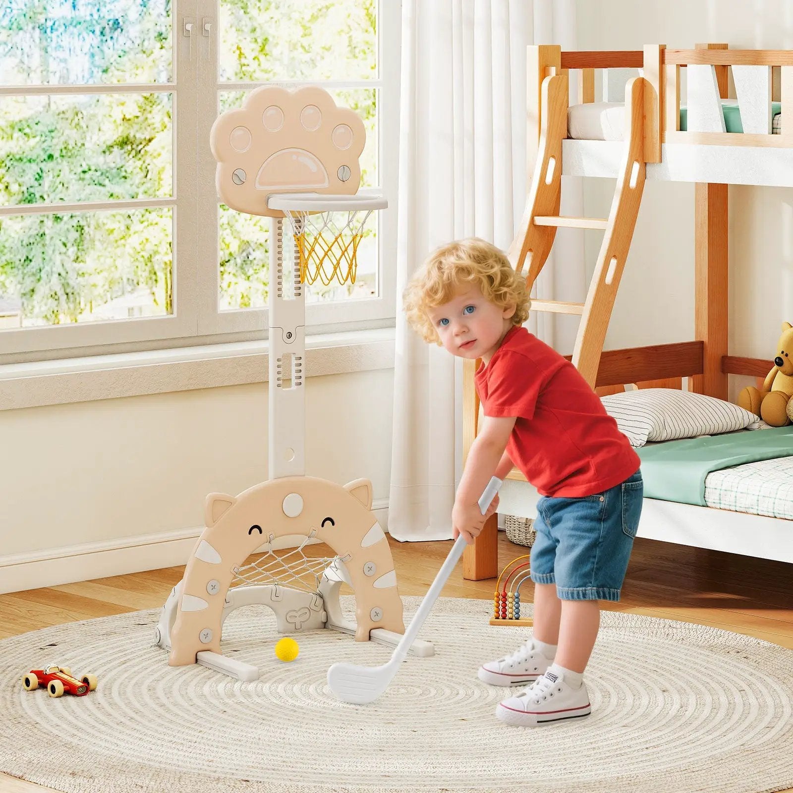 3 in 1 Kids Basketball Hoop with Basketball and Foldable Rim by DirectDeals