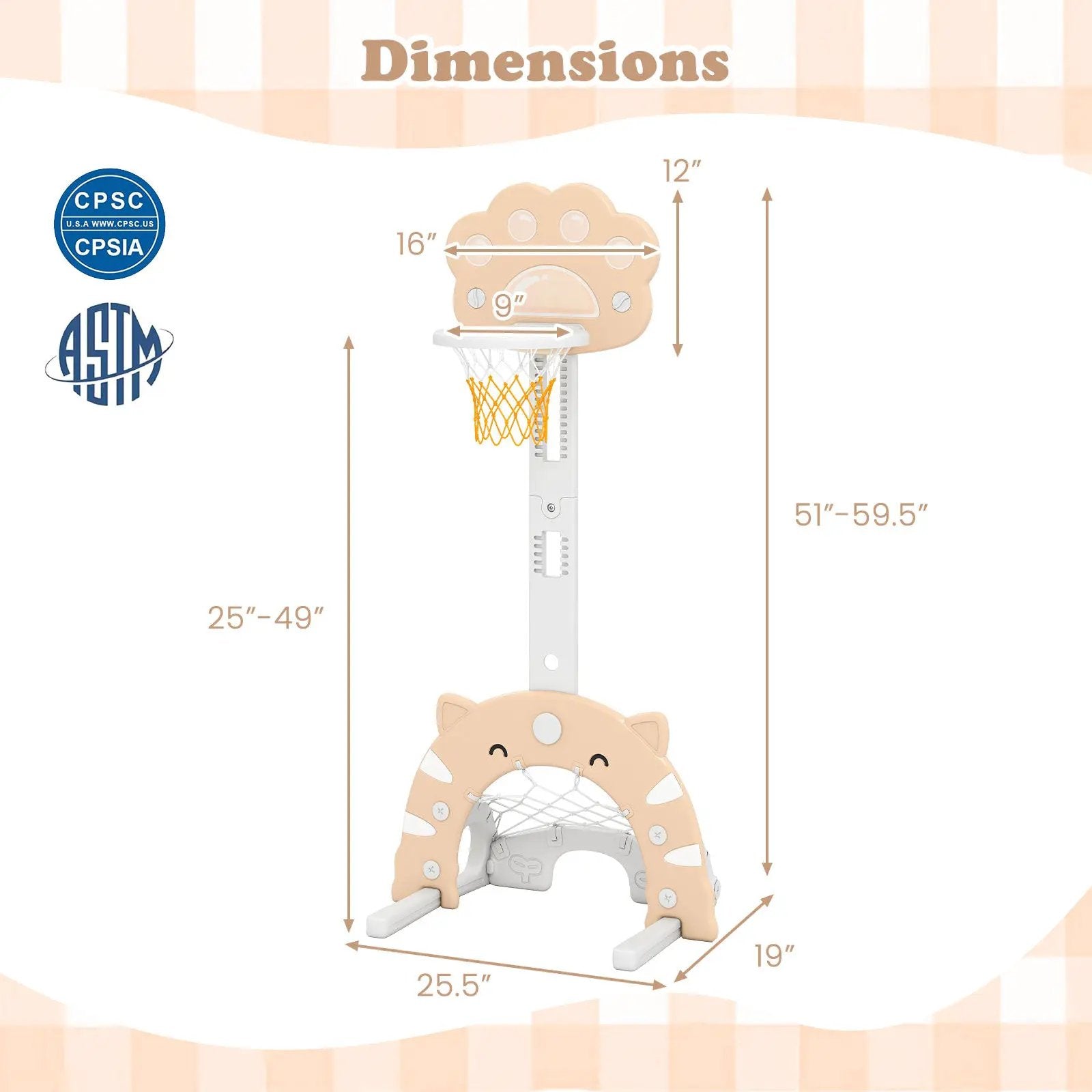 3 in 1 Kids Basketball Hoop with Basketball and Foldable Rim by DirectDeals