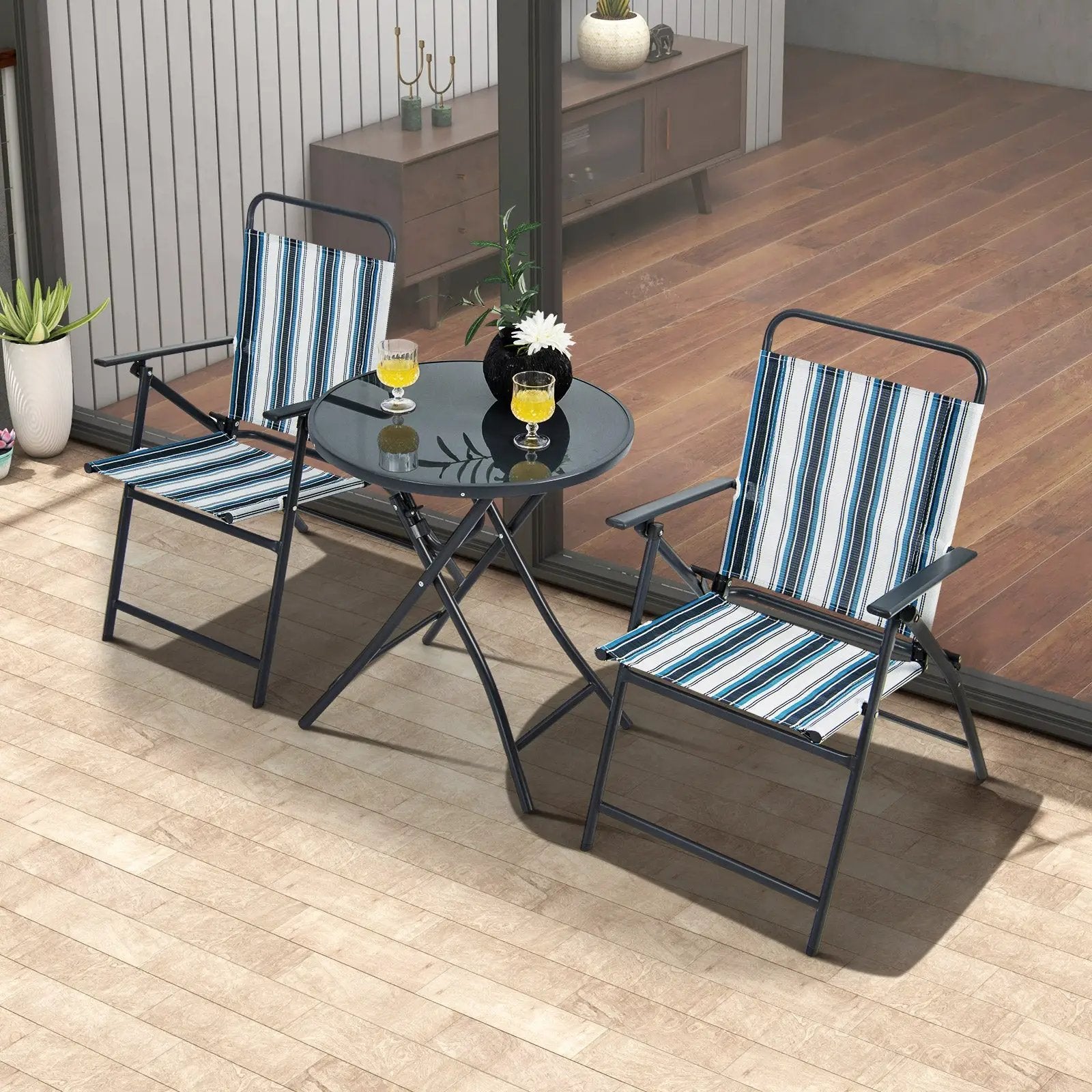 3 Pieces Outdoor Folding Chair Set Portable Folding Chair Set by DirectDeals