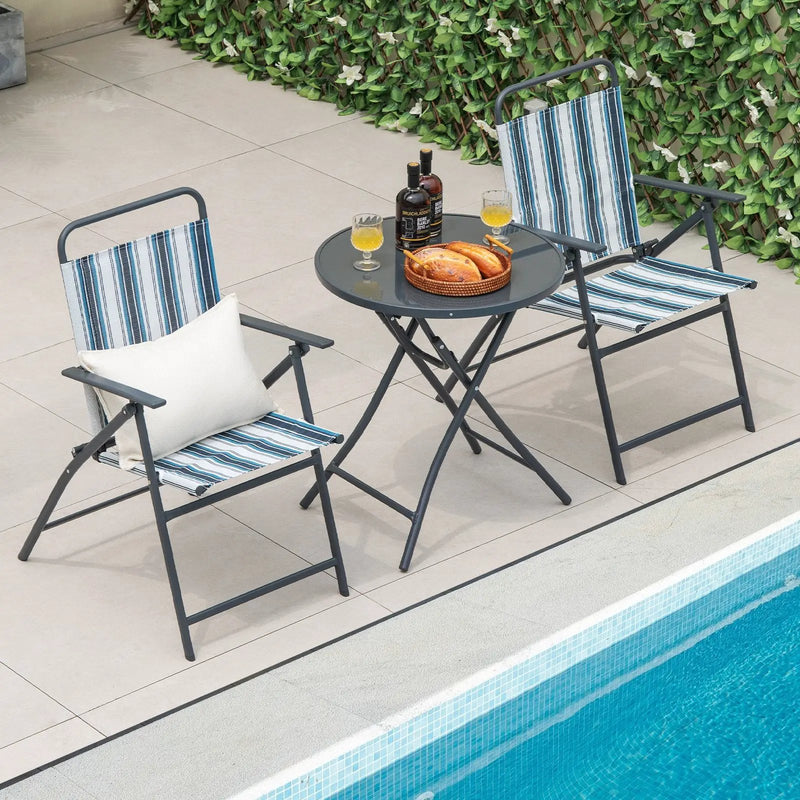 3 Pieces Outdoor Folding Chair Set Portable Folding Chair Set by DirectDeals
