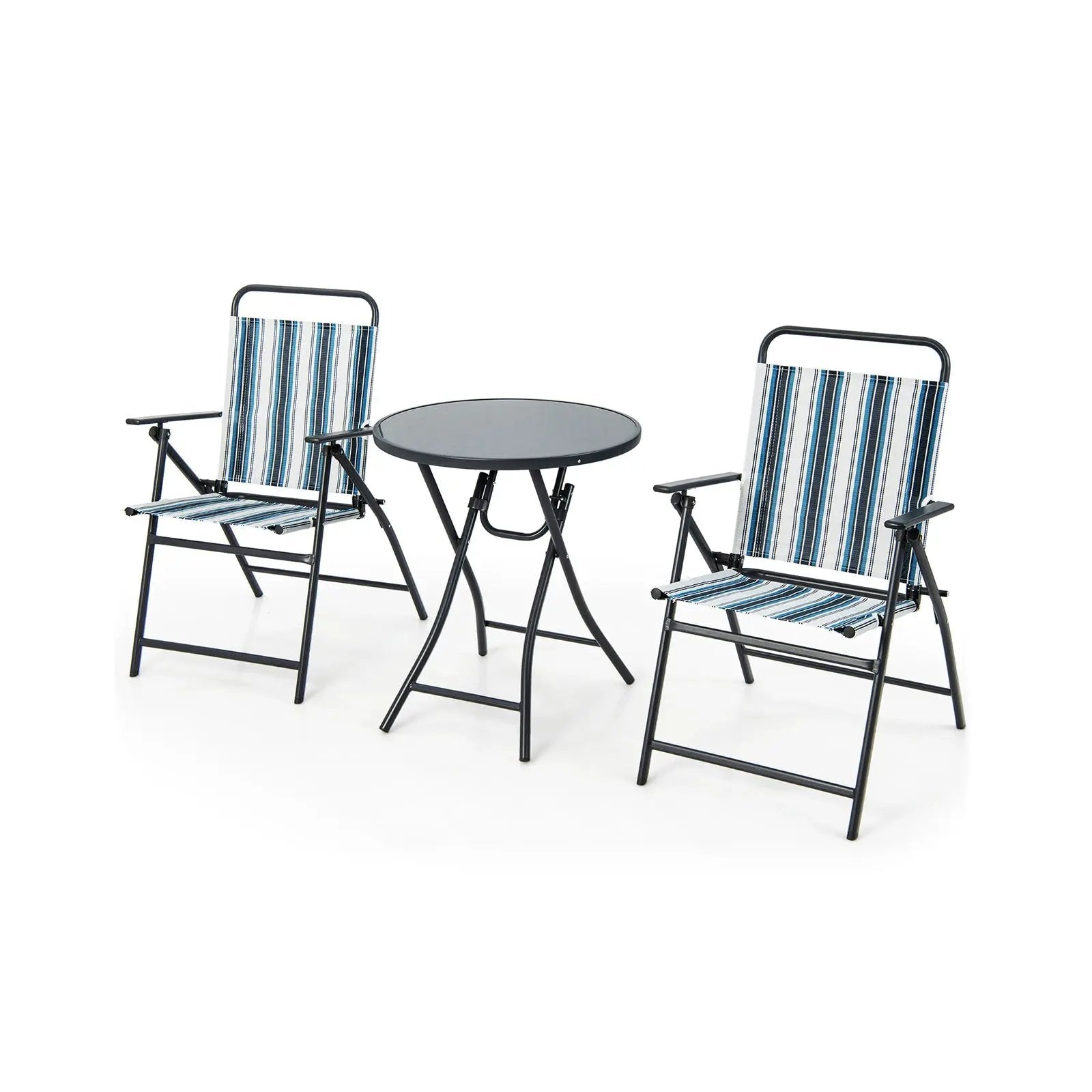 3 Pieces Outdoor Folding Chair Set Portable Folding Chair Set by DirectDeals