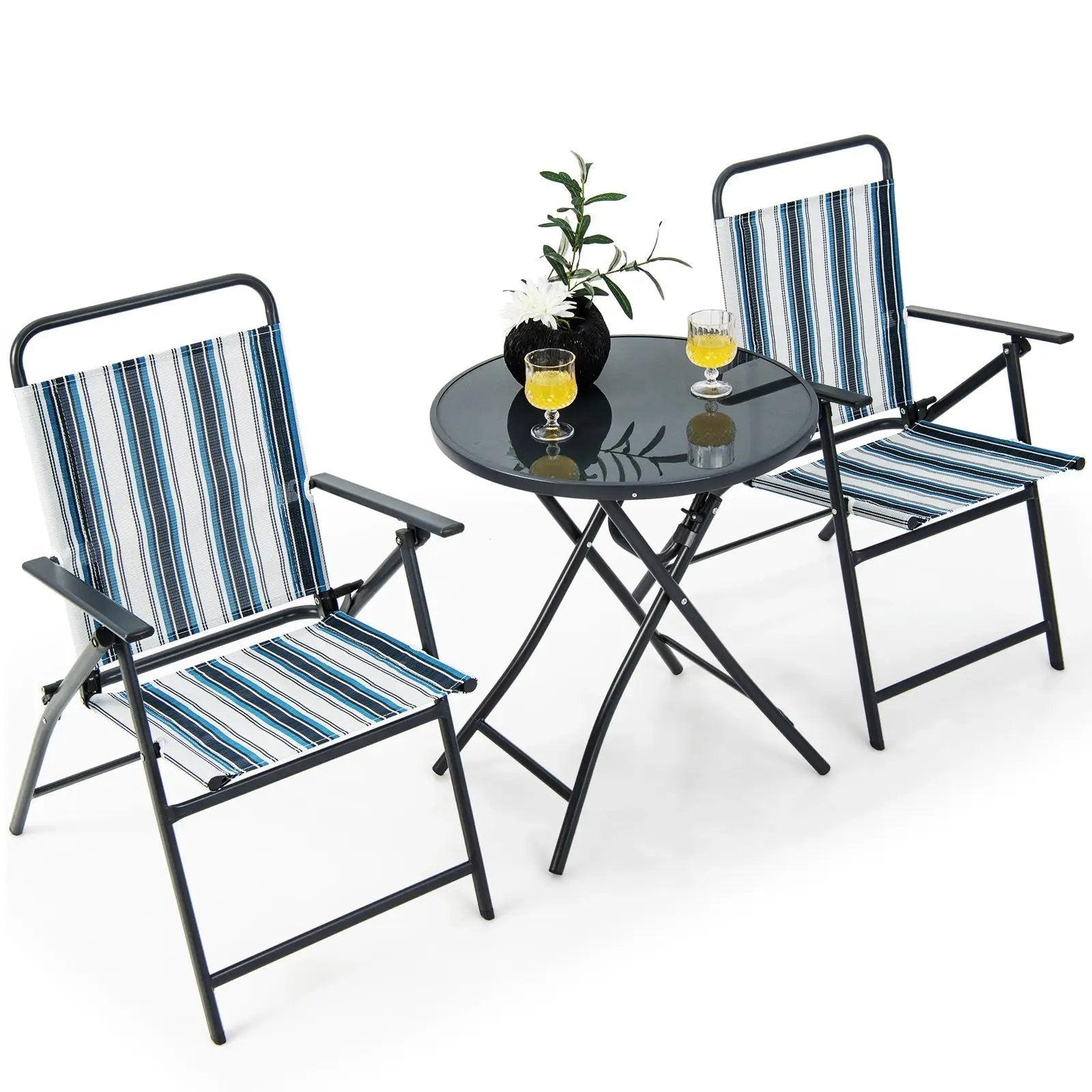 3 Pieces Outdoor Folding Chair Set Portable Folding Chair Set by DirectDeals