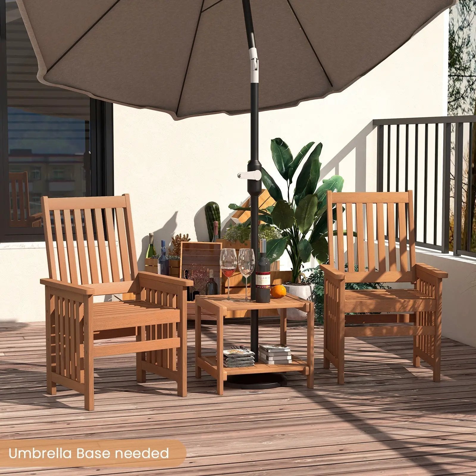 3 Pieces Patio Furniture Set with 1.5 Inch Umbrella Hole by DirectDeals