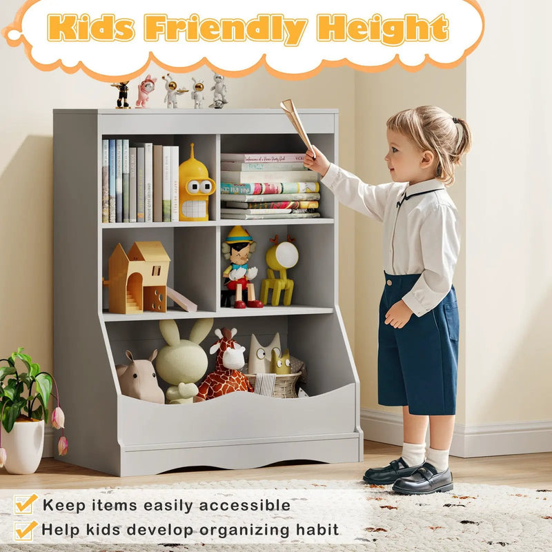 3-Tier Children's Multi-Functional Bookcase Toy Storage Bin Floor Cabinet by DirectDeals