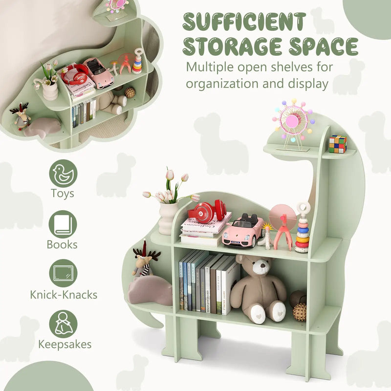 3-Tier Dinosaur Kids Bookshelf for Children-Green by DirectDeals