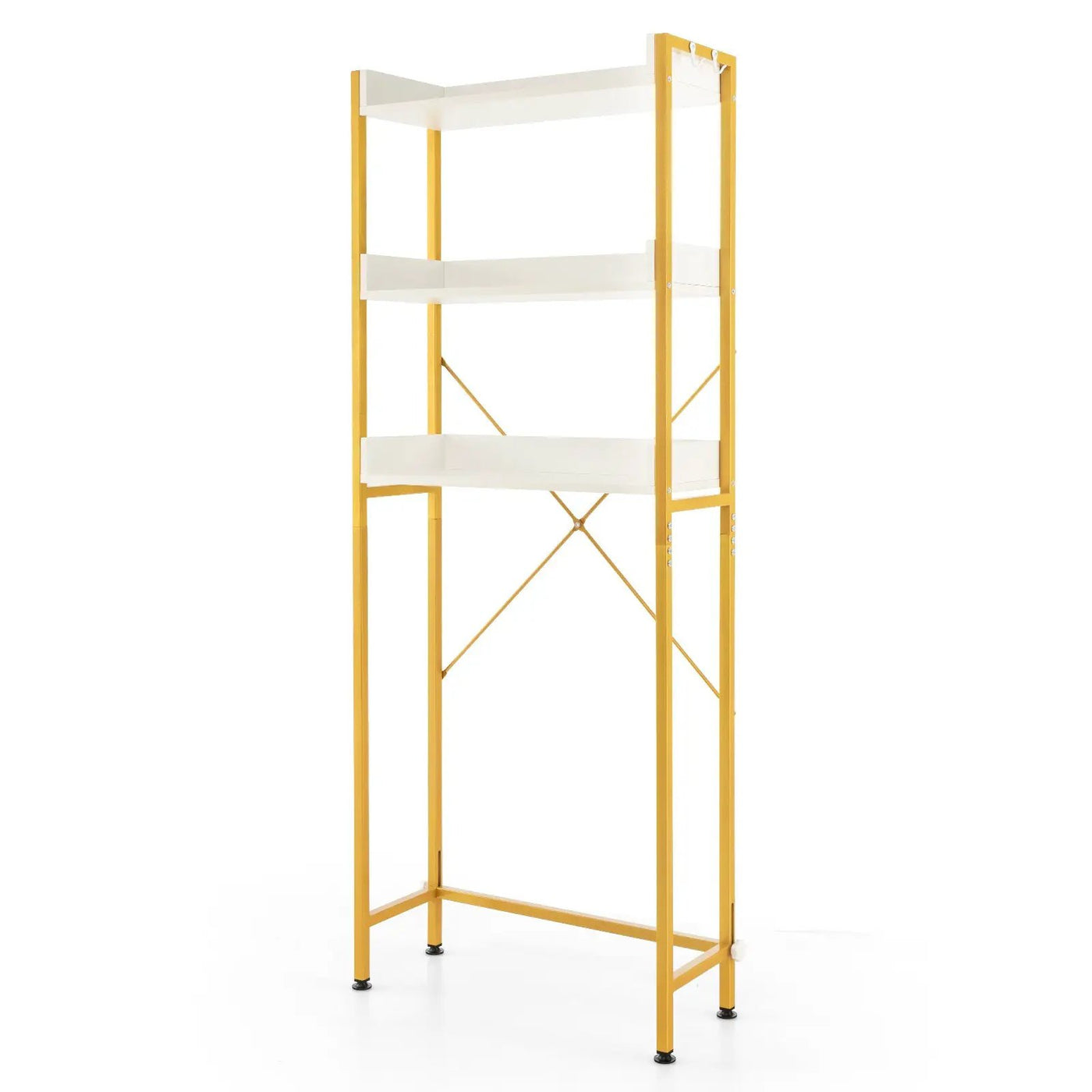 Over The Toilet Storage Rack with Hooks and Adjustable Bottom Bar by DirectDeals