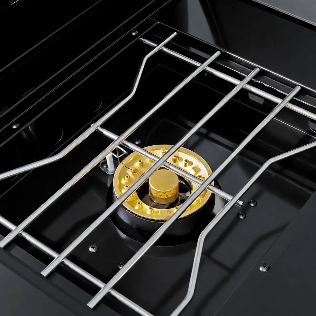 65" 4-Burner 72,000 BTU Black Outdoor Kitchen Island Grill + Round Side Burner by Chery Industrial