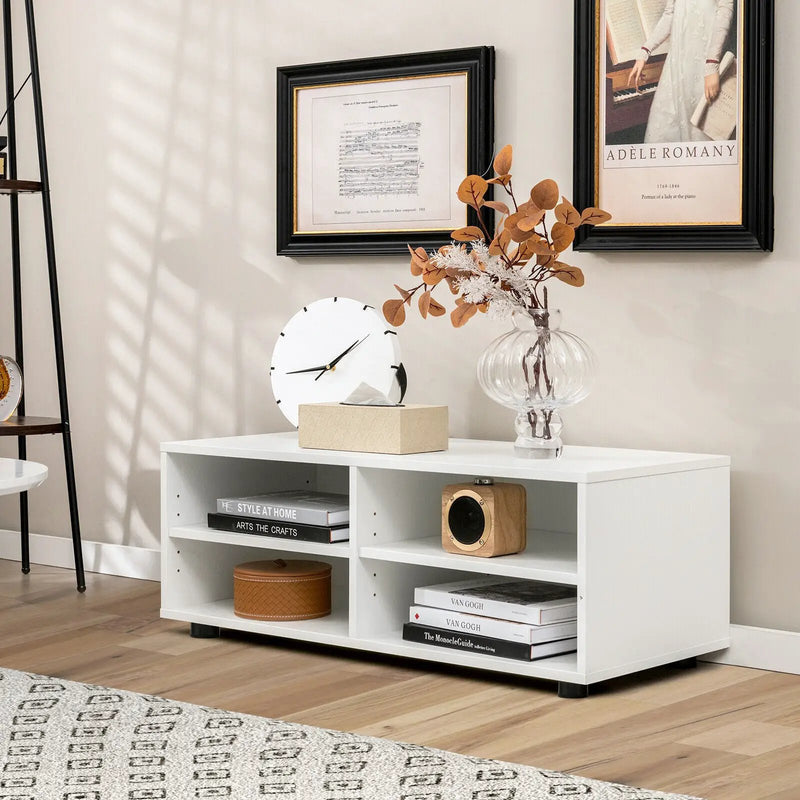 4-Cube TV Stand for TV up to 45 Inch with 5 Positions Adjustable Shelves-White by DirectDeals