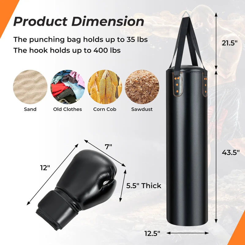 4-In-1 Hanging Punching Bag Set with Punching Gloves and Ceiling Hook by DirectDeals