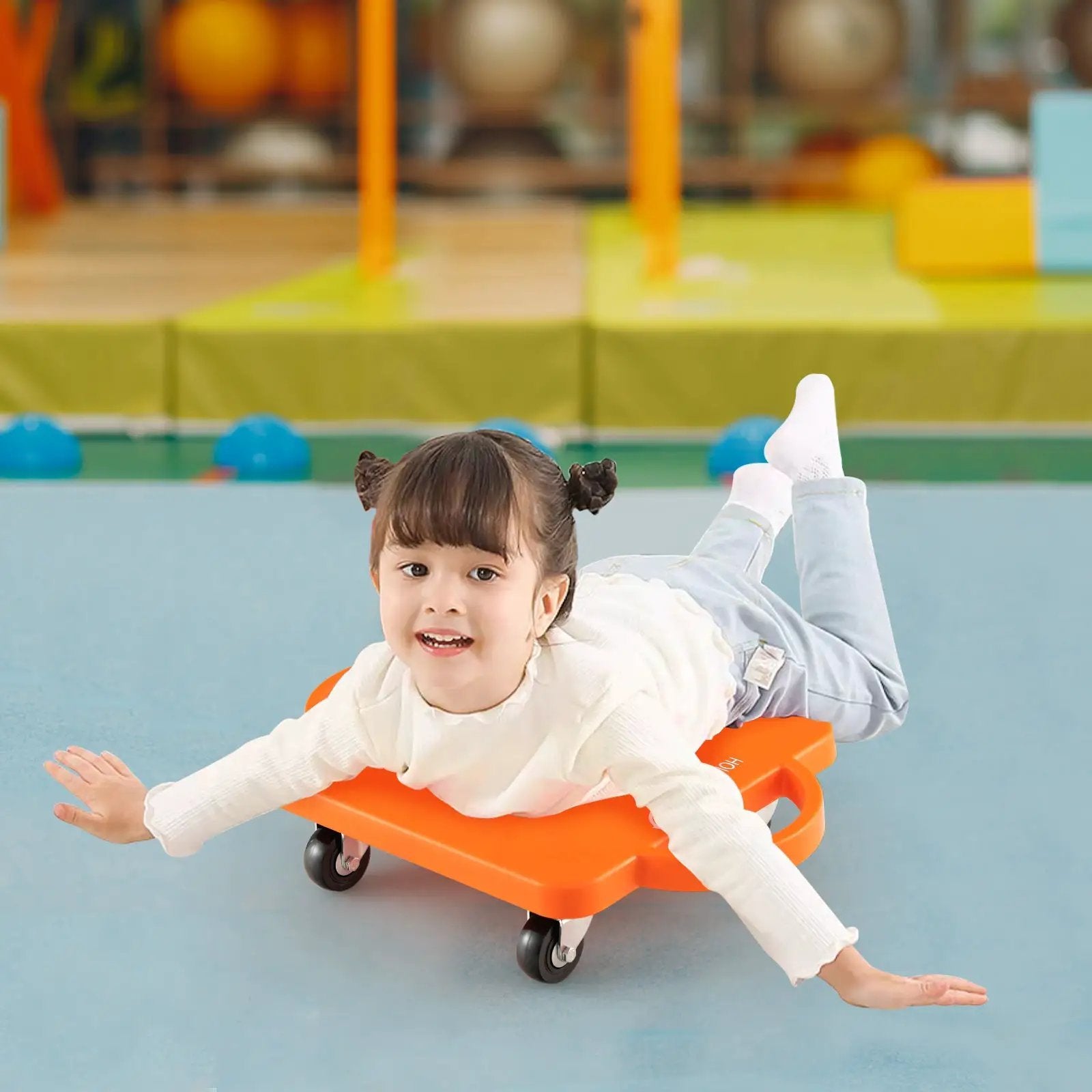 4/6-Pack Kids Sitting Scooter Board with Handles and Rolling Casters-4 Pack by DirectDeals