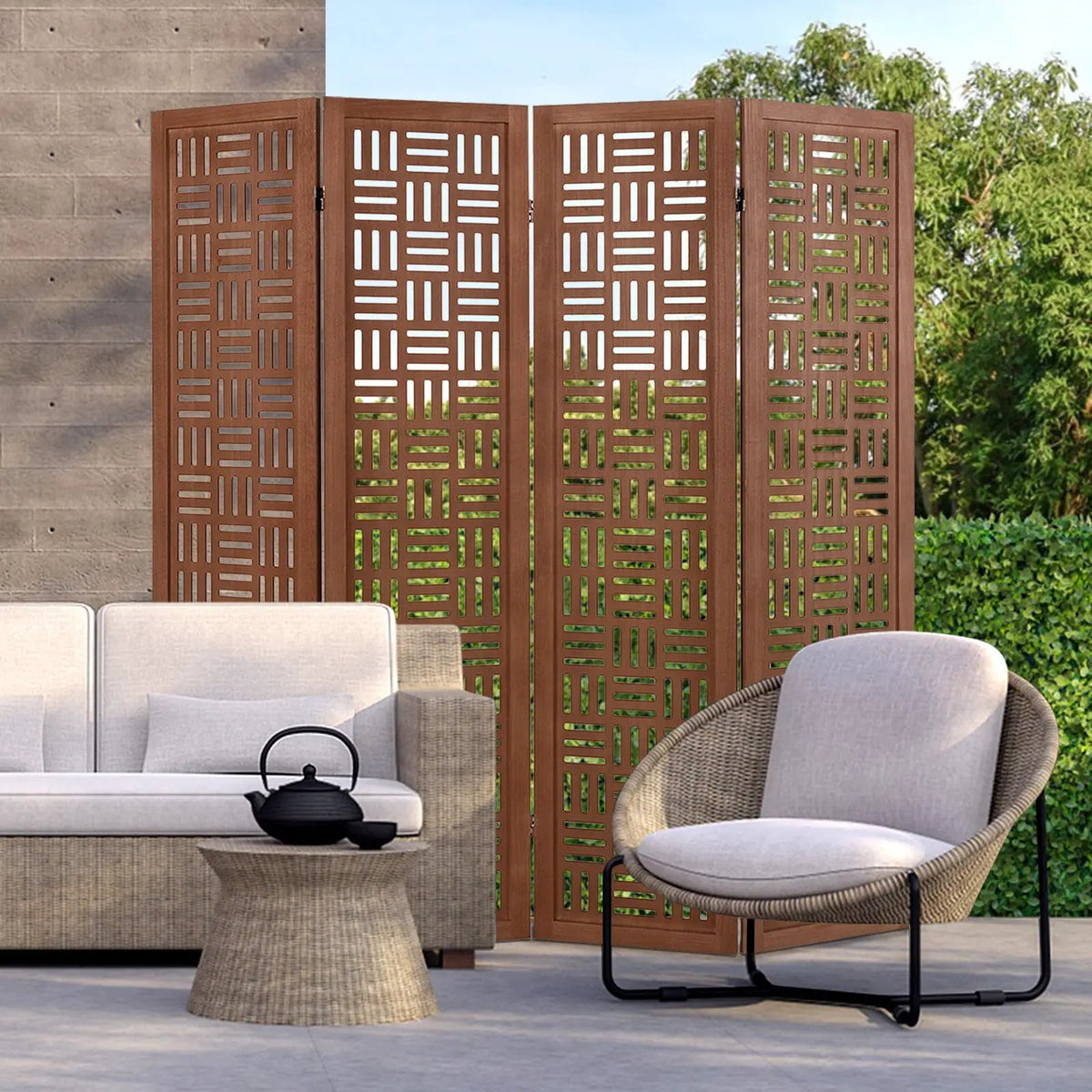 4-Panel Solid Wood Room Divider Folding Partition Stand, photo 3 of 16