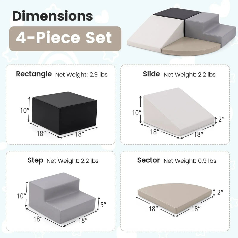 4-Piece Climb and Crawl Foam Block Play Set for Infant Baby by DirectDeals