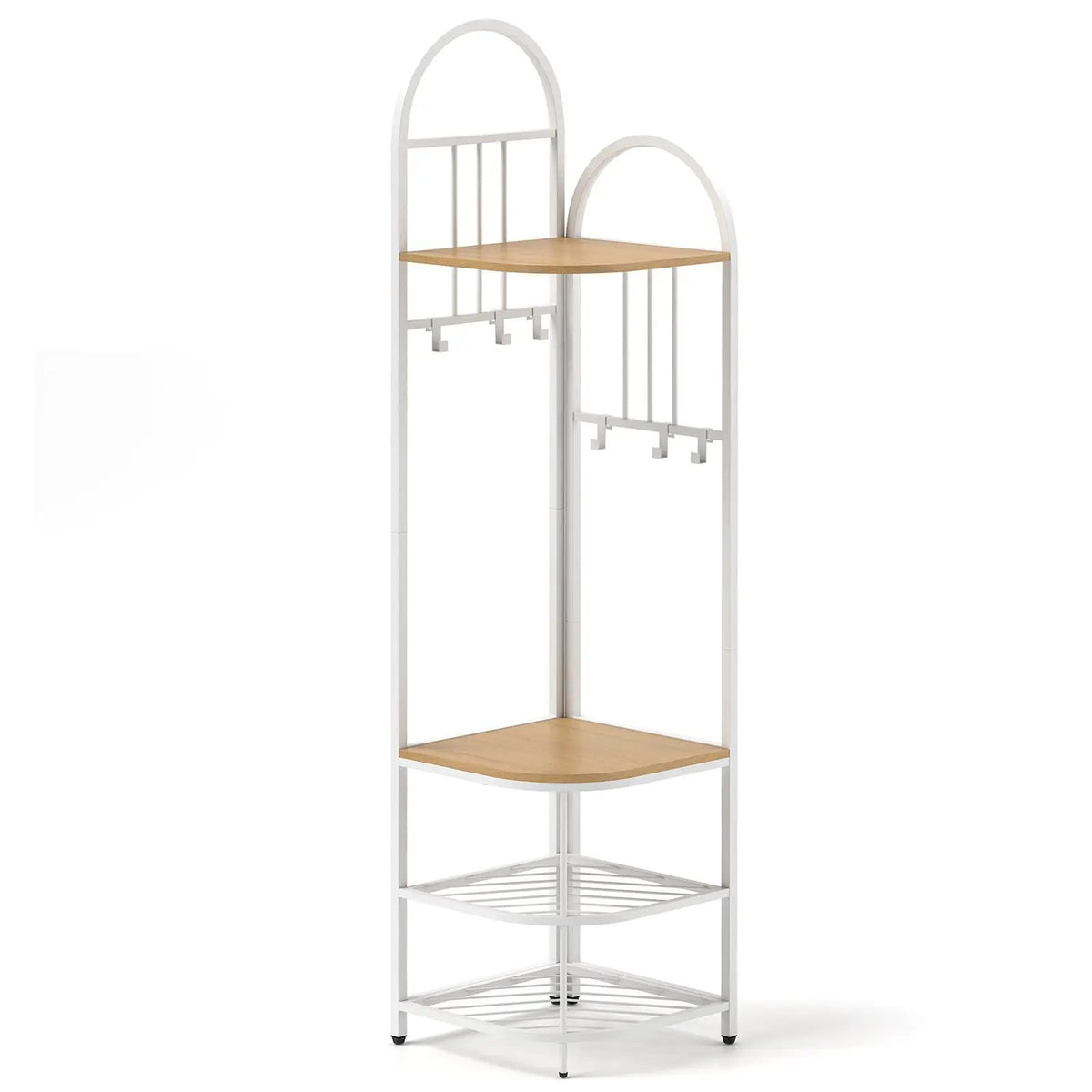 4-Tier Coat Rack Corner Hall Tree with Shoe Storage Bench, photo 3 of 10