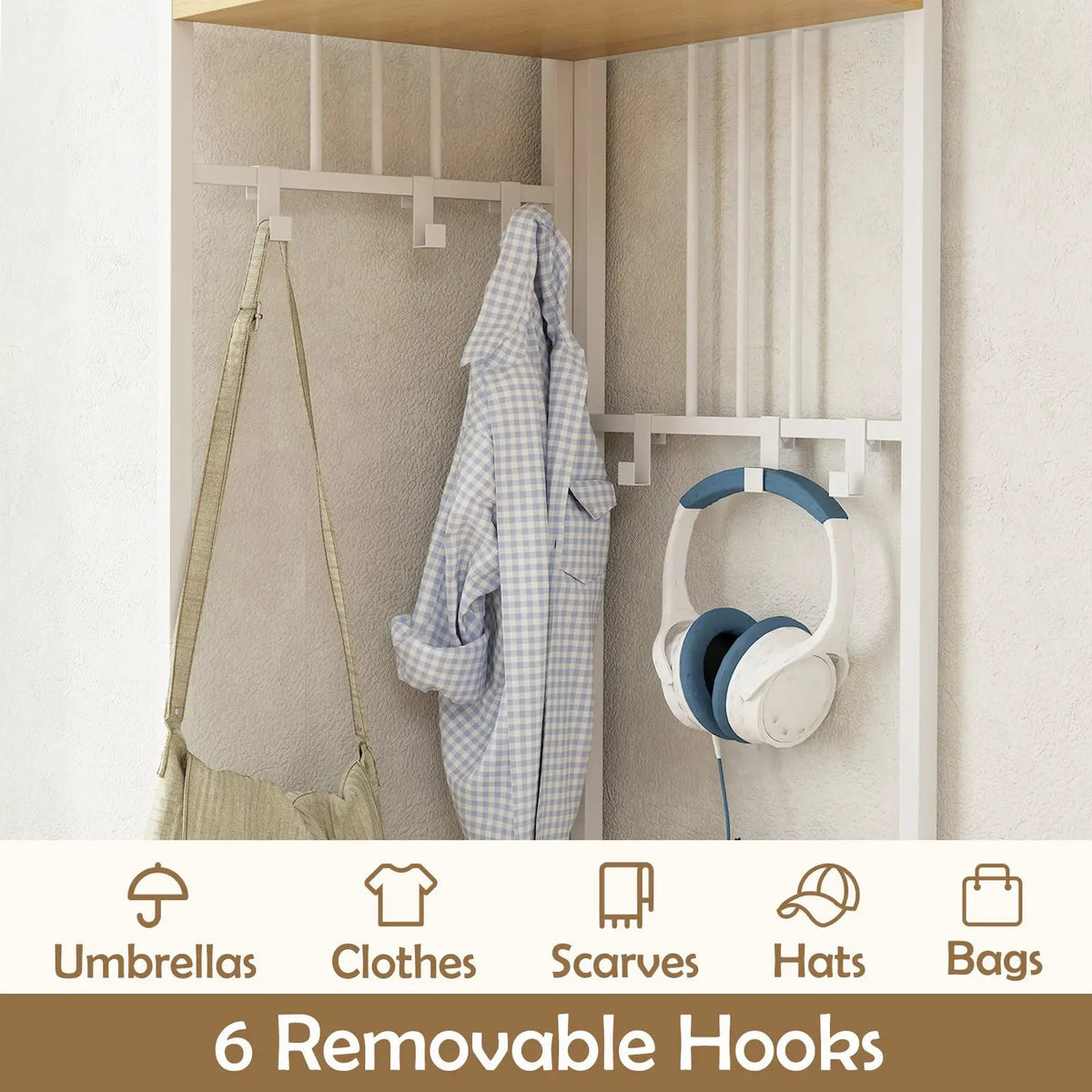4-Tier Coat Rack Corner Hall Tree with Shoe Storage Bench, photo 8 of 10