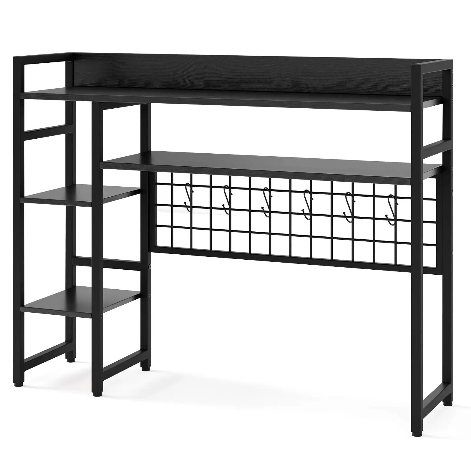 4-Tier Desk Shelf Desktop Display Rack with Metal Grid Panel and 6 Hooks by DirectDeals