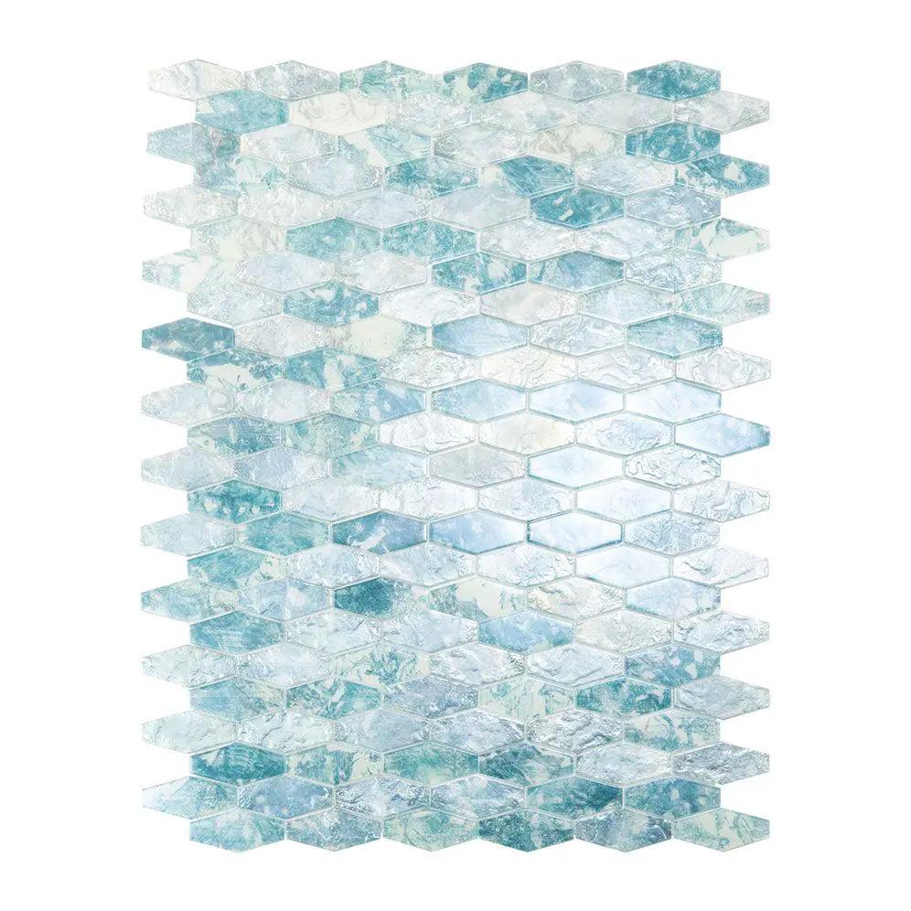 Aqua 11x12 Matte Elongated Hexagon Glass Mosaic Tile (10 pack, 8.6 sq ft/case) by Apollo Tile