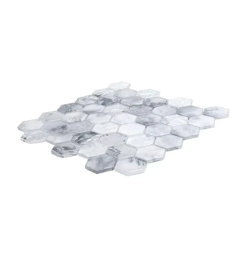 White 12x12 Matte Hexagon Glass Mosaic Tile (10 pack, 9.6 sq ft/case) by Apollo Tile