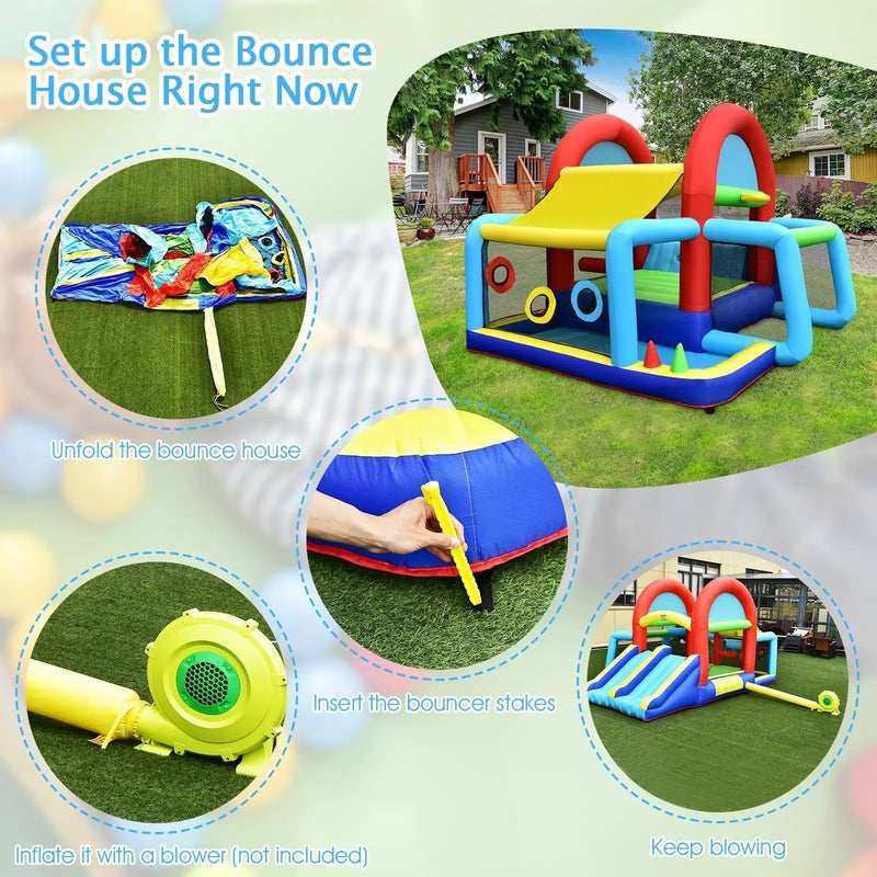 Inflatable Jumping Castle Bounce House with Dual Slides without Blower by DirectDeals