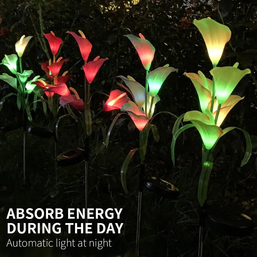 4 Pack Solar Common Calla Lamp Four Color LED by Outdoor Solar Outlet