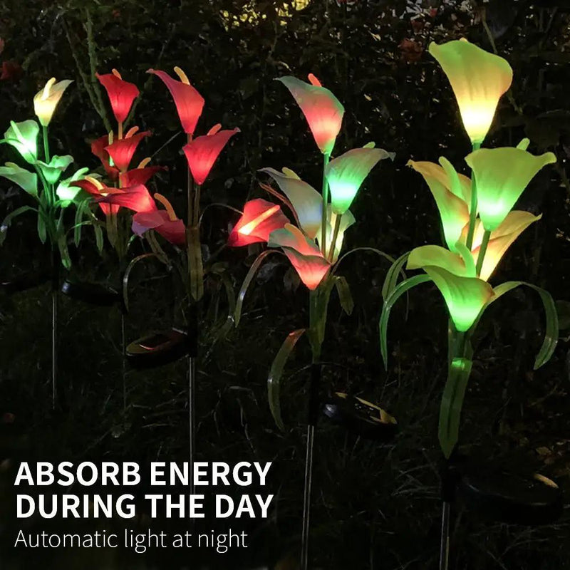 4 Pack Solar Common Calla Lamp Four Color LED by Outdoor Solar Outlet