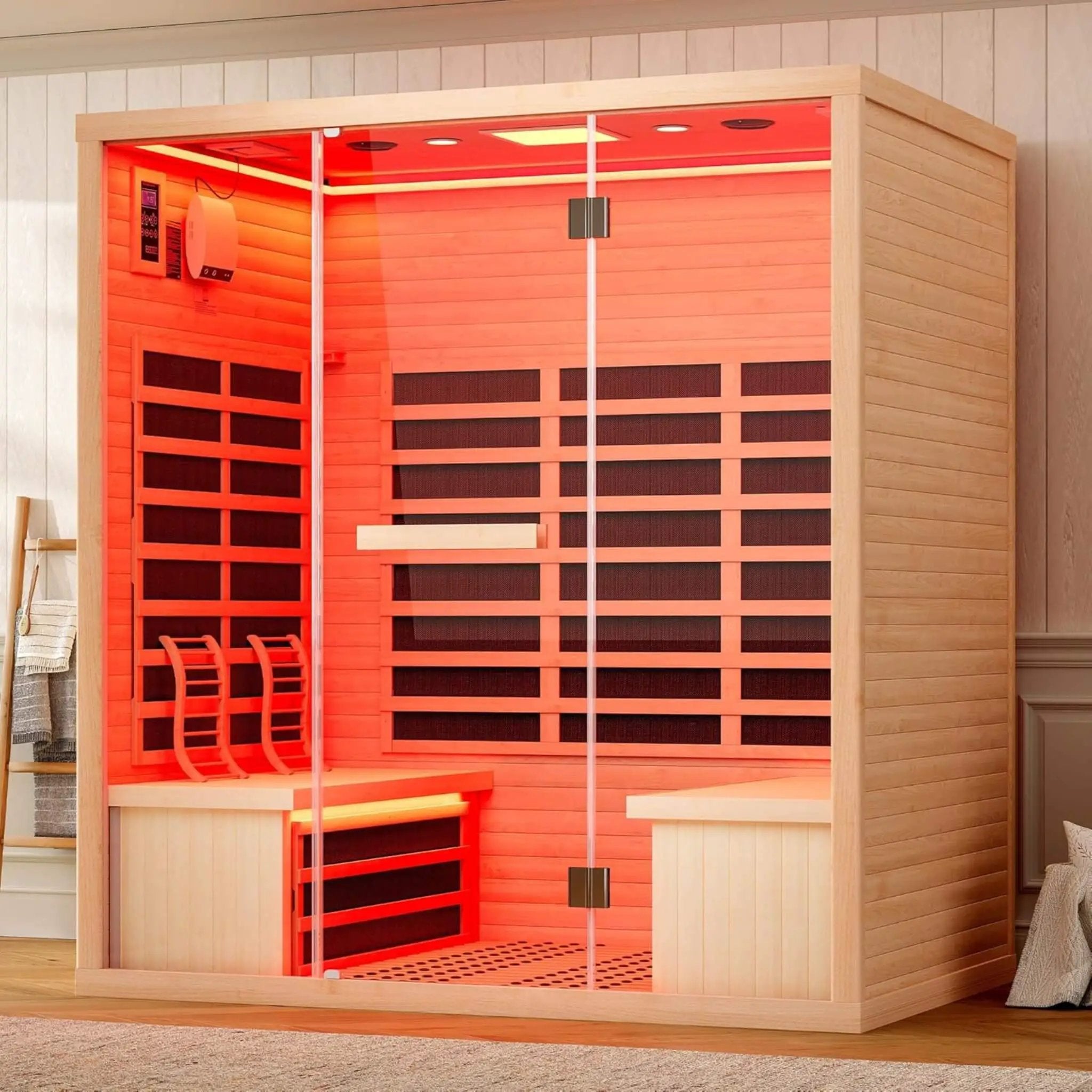 Thermora Seville 4-Person Low EMF Canadian Hemlock Infrared Sauna With Bluetooth (SAK29571) by SAKSBY WHOLESALE