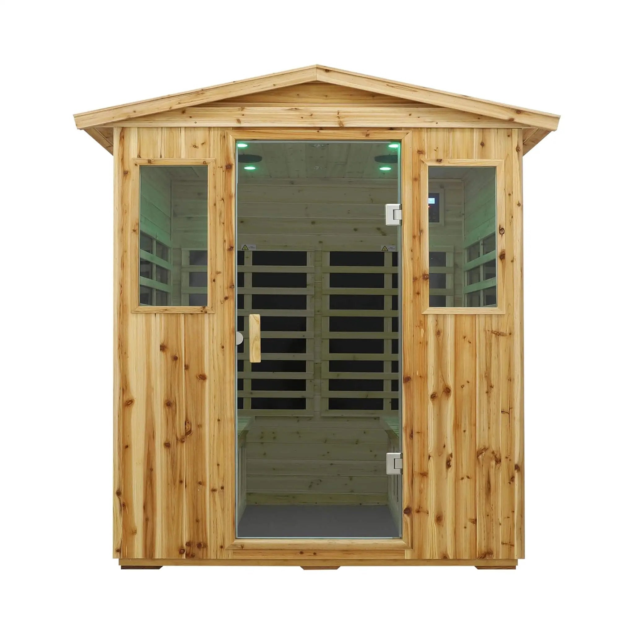 Thermora Deluxe 4-Person Outdoor Infrared Hemlock Sauna With Bluetooth Speakers & LED Lighting (SAK96371) by SAKSBY WHOLESALE