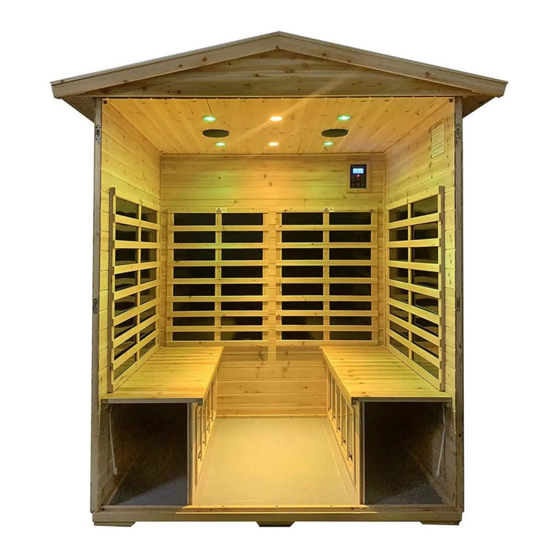 Thermora Deluxe 4-Person Outdoor Infrared Hemlock Sauna With Bluetooth Speakers & LED Lighting (SAK96371) by SAKSBY WHOLESALE