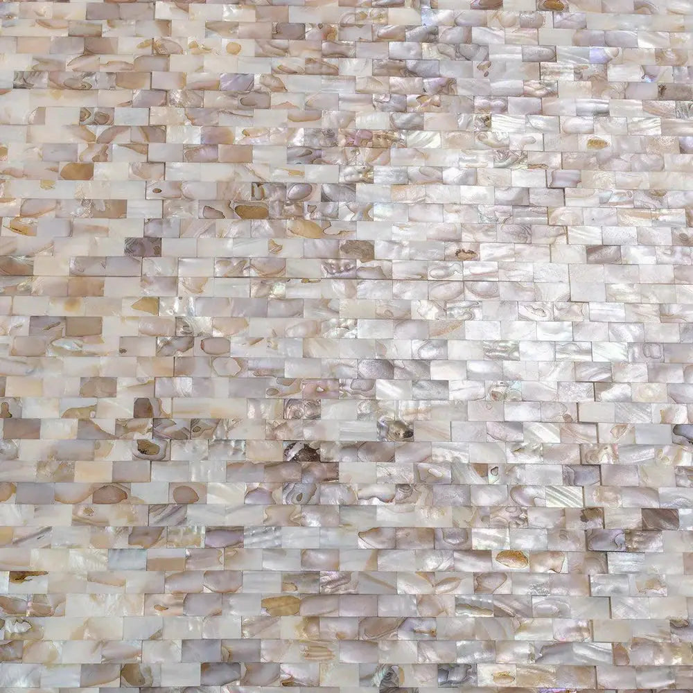 White Beige 12x12 Polished Brick Shell Mother of Pearl Mosaic Tile (20 pack, 18.52 sq ft/case) by Apollo Tile