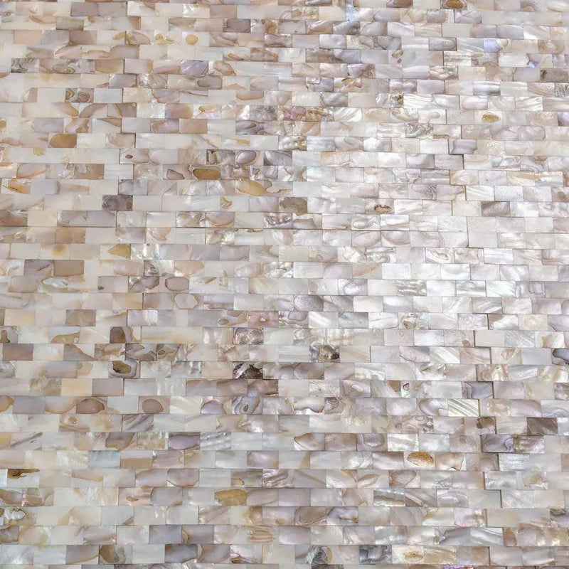 White Beige 12x12 Polished Brick Shell Mother of Pearl Mosaic Tile (20 pack, 18.52 sq ft/case) by Apollo Tile