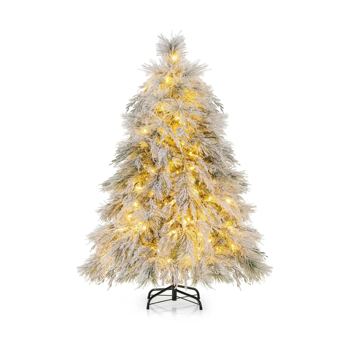 4.5/6/7 Feet Pre-Lit Snow Flocked Christmas Tree with Warm White LED Lights, photo 7 of 24