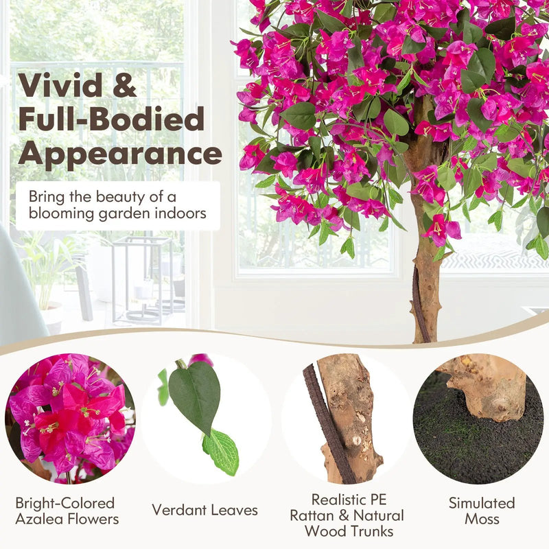 4.5 Feet Artificial Azalea Tree with Cement Pot by DirectDeals