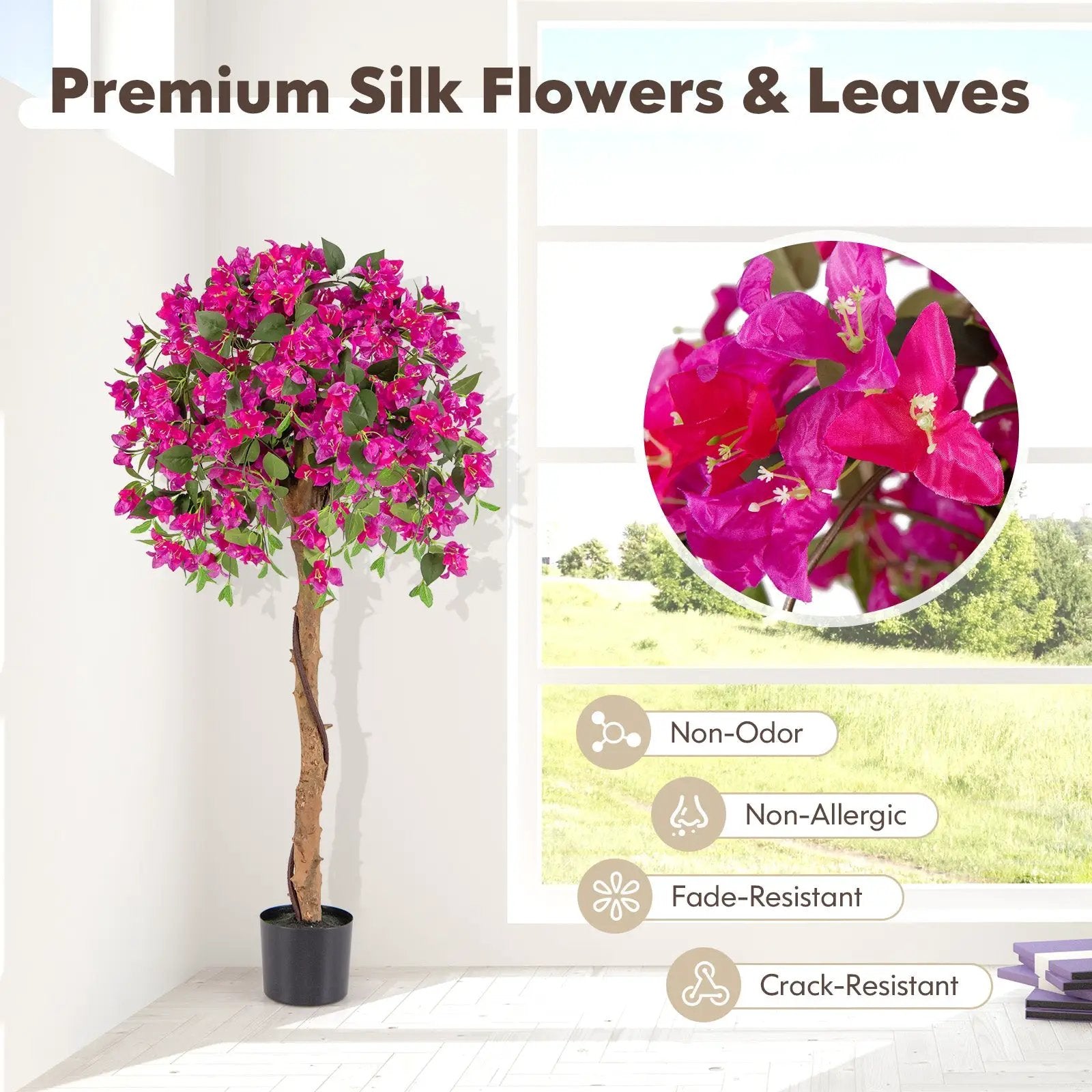 4.5 Feet Artificial Azalea Tree with Cement Pot by DirectDeals