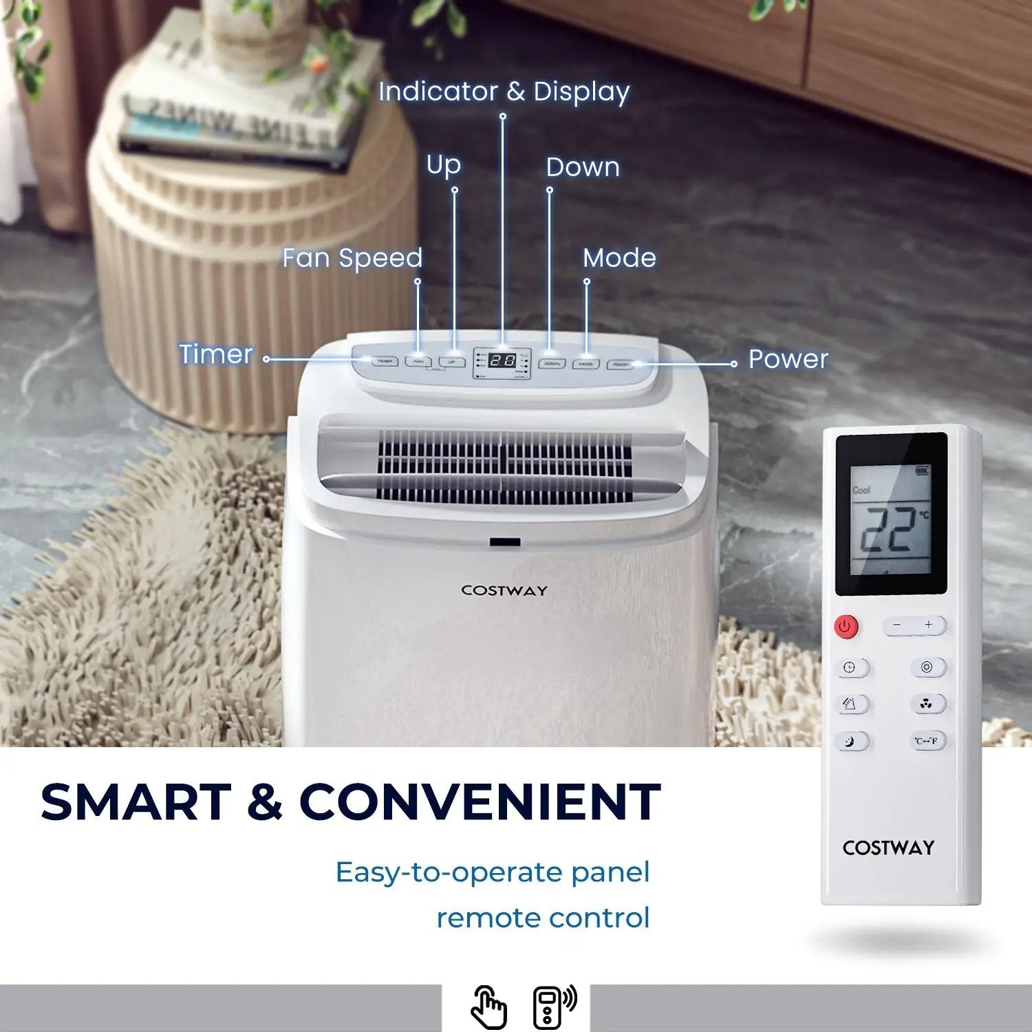 12000BTU 3-in-1 Portable Air Conditioner with Remote-White by DirectDeals