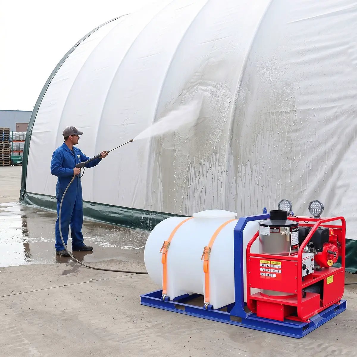 Industrial 4000 PSI Hot Water Pressure Washer with 436 Gal Water Tank by Chery Industrial